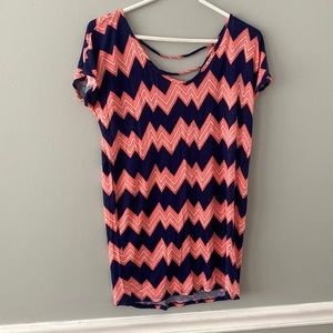 Pink & blue chevron top, size M